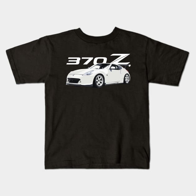 jdm white 350z 370z racing nissan Kids T-Shirt by cowtown_cowboy